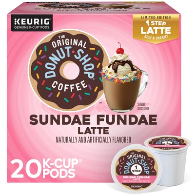 The Original Donut Shop One-Step Sundae Fundae Latte Coffee Keurig® K-Cup® Pods, Dark Roast, 20/Box (5000366594)