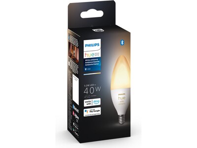 Philips Hue 40W Equivalent B39 LED Smart Bulb, White (573089)