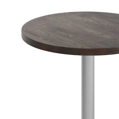 Flash Furniture Bennett 30" Round Wooden Commercial Indoor Table, Dark Brown Top/Silver Base (GSFRD30DBT2222S)