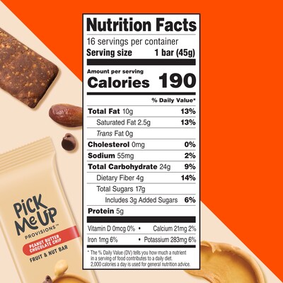 Pick Me Up Provisions™ Gluten Free Peanut Butter Chocolate Chip Fruit & Nut Bar, 1.6 oz., 16 Bars/Box (PM63403)
