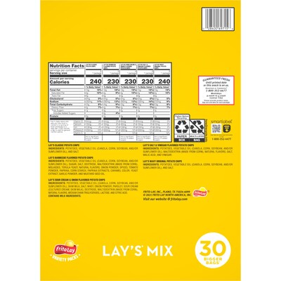 Frito Lay Potato Chip Variety Mix, 45 oz., 30/Pack (220-02672)