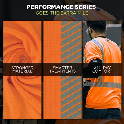 Ergodyne GloWear 8371BK High Visibility Long Sleeve Black Bottom T-Shirt, ANSI Type R Class 3, Orange, 5XL (22309)