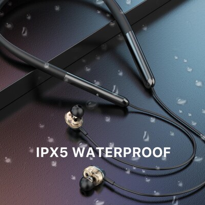 MyBat Pro Accelerate Wireless Sports Neckband Earbuds Wireless IPX5 Sweat-Resistant Black