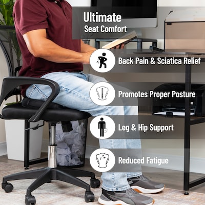 Mind Reader Ergonomic Memory Foam Seat Cushion with Cooling Core, Black (DOSEATCG-BLK)