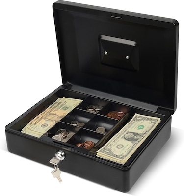 CARL Steel Security Cash Box, Black (CB-2012)
