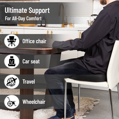 Mind Reader Memory Foam with Gel Core Office Chair Ergonomic Orthopedic Cushion, Black (GELCUSH-BLU)
