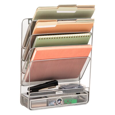 Mind Reader 7-Compartment Metal Desk Shelf, Silver (MAGROUND-SIL)