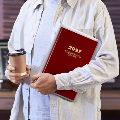 2027 AT-A-GLANCE Hardcover Diary, 7.75" x 12", Ruled, Red (SD376-13-27)