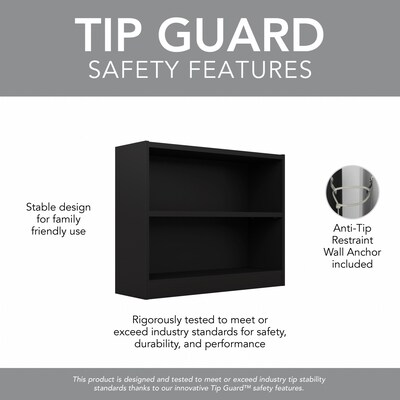 Bush Furniture Universal 30"H 2-Shelf Bookcase, Classic Black, 2/Set (UB001BL)