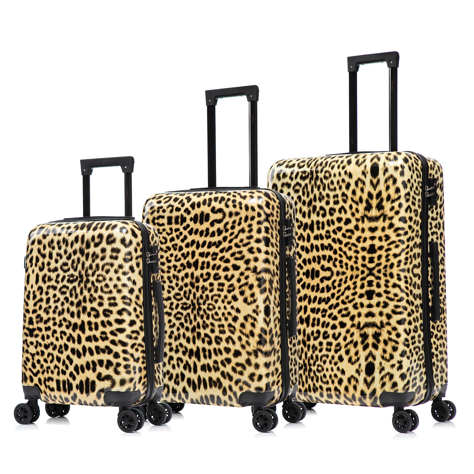 InUSA Prints 3-Piece Hardside Spinner Luggage Set, TSA Checkpoint Friendly, Cheetah Animal Print (IUAPCSML-CHE)