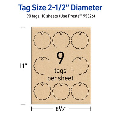 Avery 2-1/2" Diameter  Blank Price & Merchandise Tags, Kraft Brown, 90/Carton (95326-KMT10)