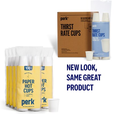 Perk™ Paper Hot Cups, 3 oz., White, 100/Sleeve, 10 Sleeves/Carton (PK59141CT)