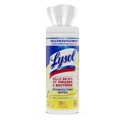 Lysol® Disinfecting Wipes, Micro-Lock Fibers, Citrus Scent, 35 Wipes/Canister (81145)