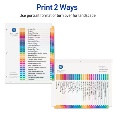 Avery Ready Index Table of Contents Pre-Printed Paper Divider, A-Z Tabs , Multicolor, 6 Sets (11832)
