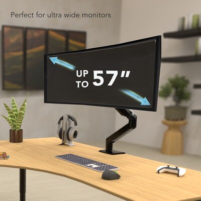 Mount-It! Adjustable Single Monitor Desk Mount with Gas Spring Arm, Up to 57" Monitor, Black (MI-4891)