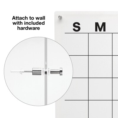 Excello Brands Acrylic Dry-Erase Calendar Whiteboard, 20" x 30", Black Print (ACRYLBRD-CAL20X30-BLK)