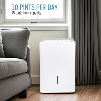 Keystone Energy Star 50-Pint Portable Dehumidifier with Drain Pump, 3-Speed, Covers up to 4,500 sq. ft., White (KYSTD50PAE)