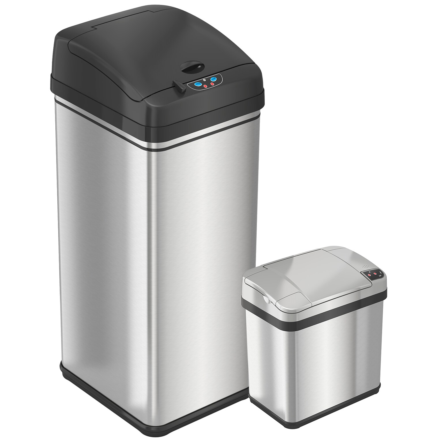 iTouchless Stainless Steel Sensor Trash Can Combo Pack, Silver, 13 gal. and 2.5 gal (CDZT1302SS)