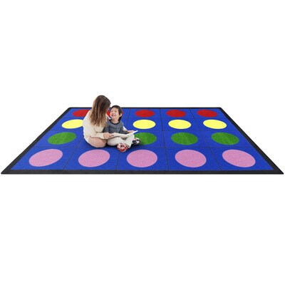 Joy Carpets Lots of Dots Nylon 54 x 78 Machine Tufted Rug, Multicolored (1430C-01)