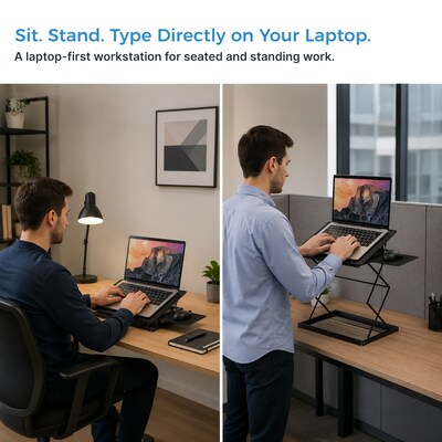 Uncaged Ergonomics CD4 16.25 x 12.25 Adjustable Standing Desk Converter for Laptops, Black (CD4-B)