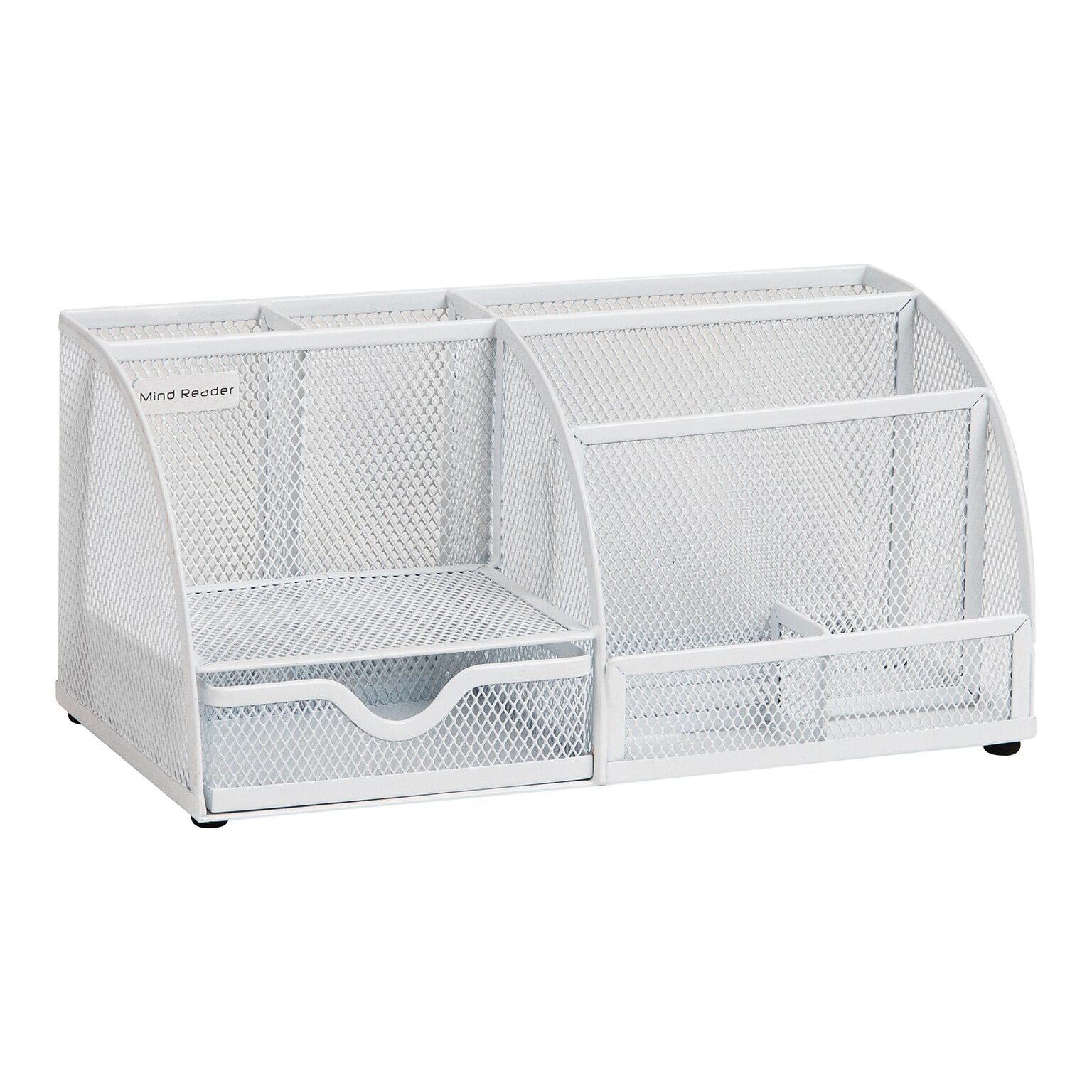 Mind Reader 7-Compartment Metal Desk Organizer File and Accessory Storage, White (JOEORG-WHT)