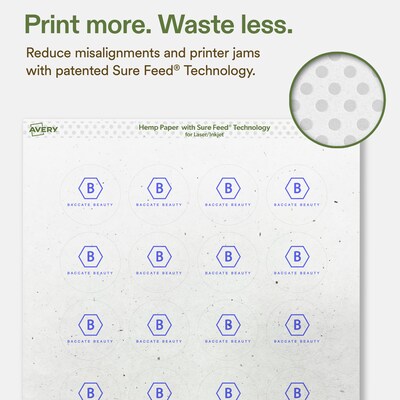 Avery Hemp Round Laser/Inkjet Multipurpose Labels, 1-2/3" Dia, Off-White (1600/Box)