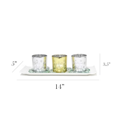 Elegant Designs Winter Wonderland Candle, Silver and Gold, Set of 3 (HG5000-SAG)