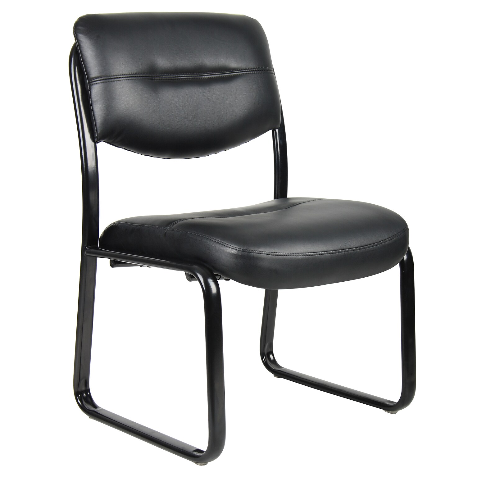 Boss Armless Leather Sled Base Side Chair, Black (B9539)