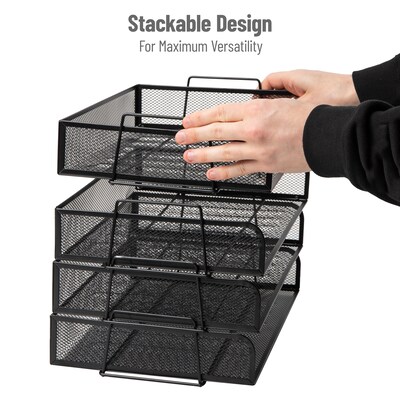 Mind Reader 4-Tier Stackable Paper Desk Tray Organizer, Metal, 4/Pack (DSTACK4-BLK)