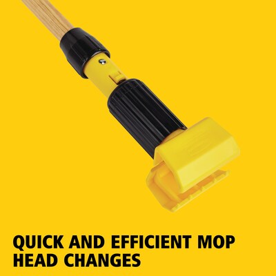 Rubbermaid Gripper 60" Wood Wet Mop Handle, Yellow/Natural (FGH216000000)