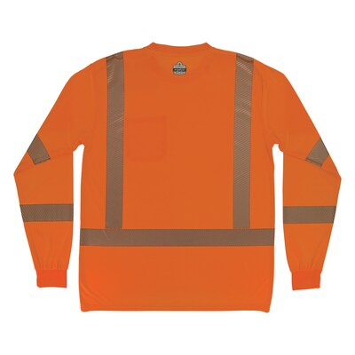 Ergodyne GloWear 8370 High Visibility Long Sleeve T-Shirt, ANSI Type R Class 3, Orange, Small (22262)