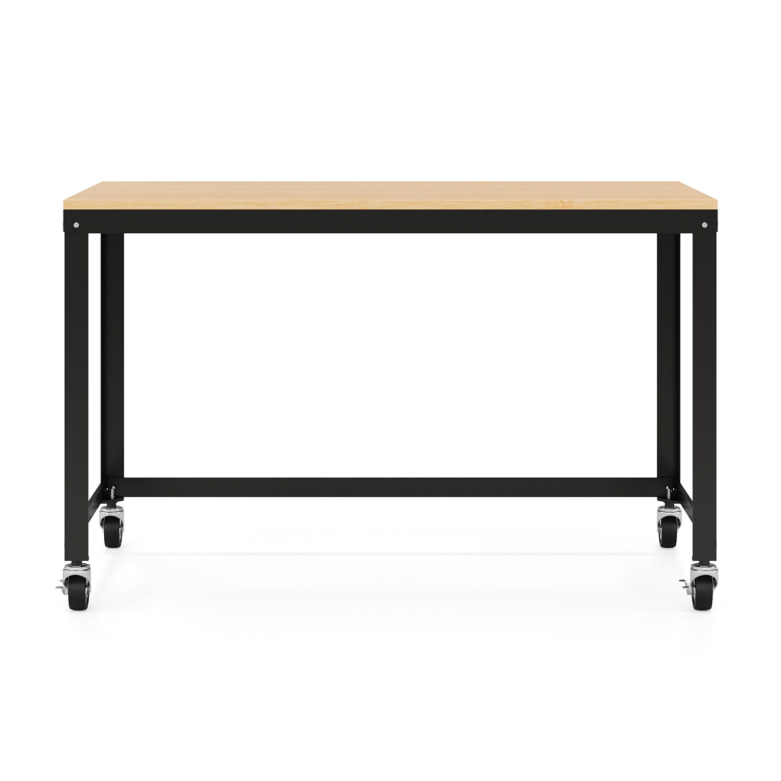 Space Solutions Ready-to-assemble 48 Wide Mobile Metal Desk with Laminate Top, Black/Maple (24971)