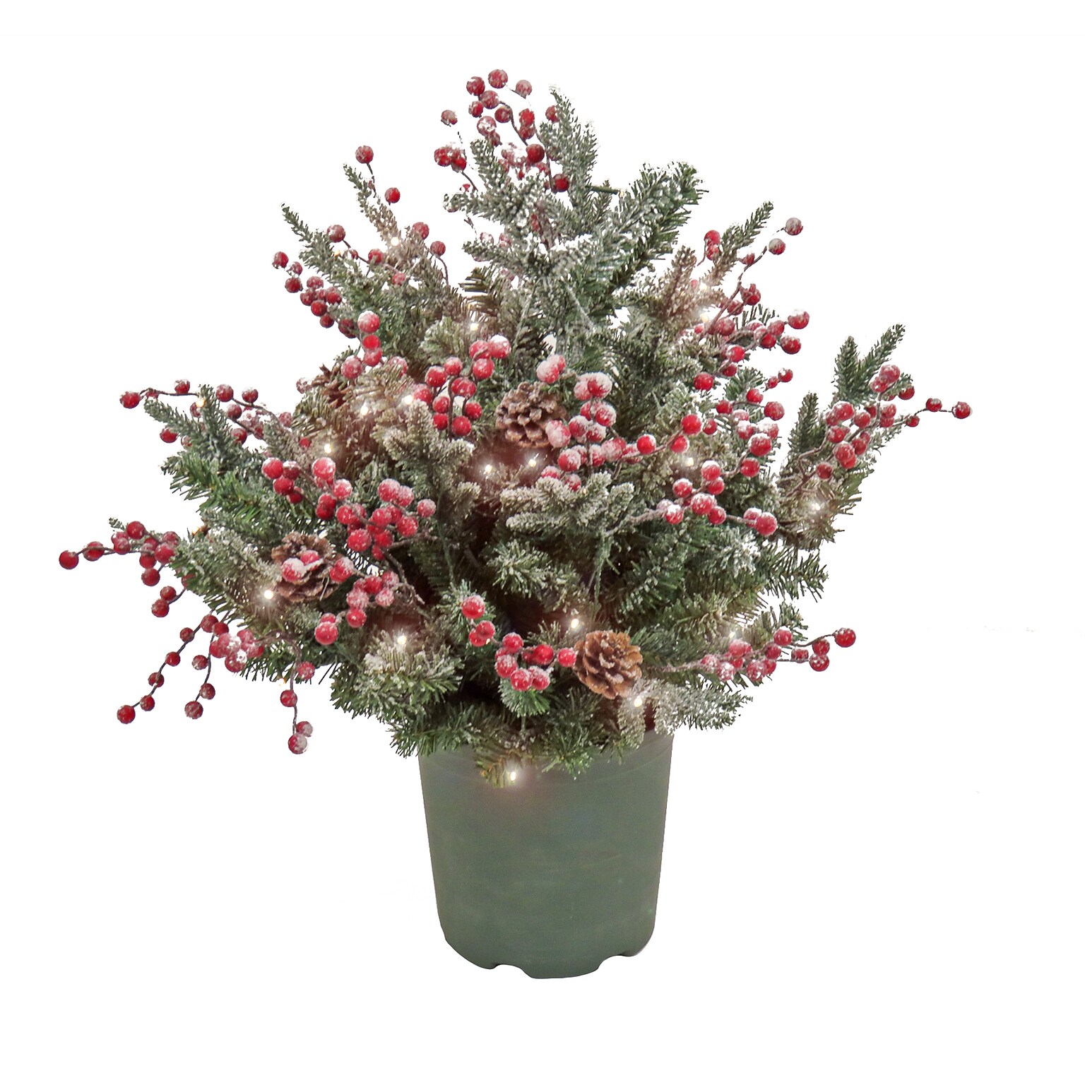 National Tree Company 28 HGTV Home Collection Pre-Lit Frosted Traditions Planter Filler (HGTFG63-30128UB)