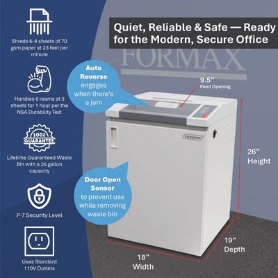 Formax 8300HS 8-Sheet Cross-Cut High-Security Deskside Shredder (FD8300HS)