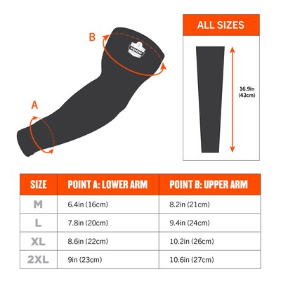 Chill-Its 6691 Cooling Arm Sleeves, Box-Handling Grip, Medium, 1-Pair, Black (12387)