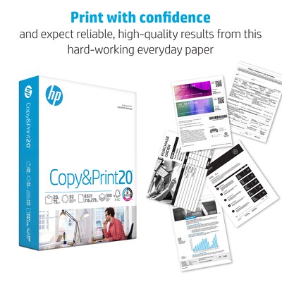 HP Copy&Print20 8.5" x 11" Multipurpose Paper, 20 lbs., 92 Brightness, 750 Sheets/Ream (200030)