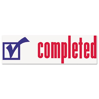 Xstamper Eco-Green Completed Rectangle Pre-Inked Stamp, 1 5/8 x 1/2, Blue and Red Ink (036030)