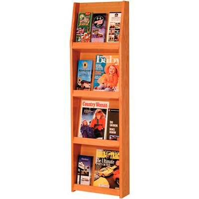 Wooden Mallet Full-View Wall-Mounted Literature Display; 12-Pocket, Oak Finish, 49x15x4-3/4