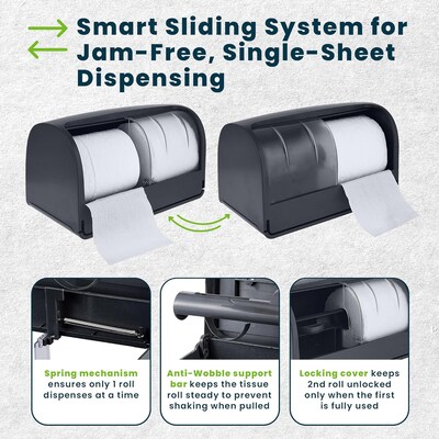 Alpine Industries Side-by-Side Double Roll Toilet Tissue Dispenser, Gray, 2/Pack (452-GRY-2PK)