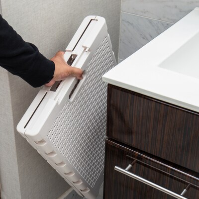 Mind Reader Foldable Plastic Laundry Hamper with Lid, Ivory (FOLHAMP61-IVO)
