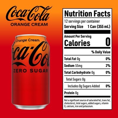 Coca-Cola Zero Sugar Orange Cream Soda, 12 oz., 12 Cans/Pack, 2/Packs (49000558838)