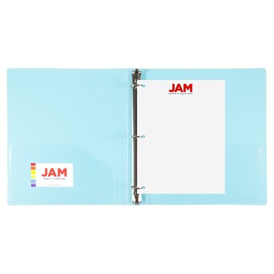JAM Paper 1" 3-Ring Flexible Poly Binder, Light Blue (PB75239LB)