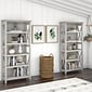 Bush Furniture Key West 5-Shelf 66"H Bookcase Set, Linen White Oak (KWS046LW)