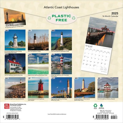 2025 BrownTrout Atlantic Coast Lighthouses 12 x 12 Monthly Wall Calendar (9781975475079)