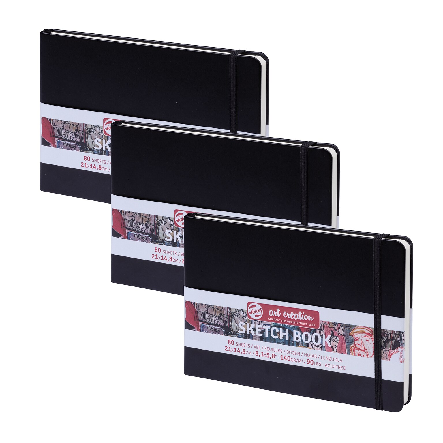 Talens Art Creation 8.3 x 5.8 Sketch Book, 80 Sheets/Book, 3/Bundle (TLN9314005M-3)