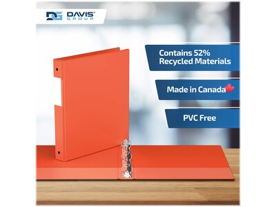 Davis Group Premium Economy 1" 3-Ring Non-View Binders, Orange, 6/Pack (2311-19-06)