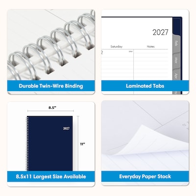2027 Blue Sky 8.5" x 11" Weekly & Monthly Planner, Deep Blue (160986)