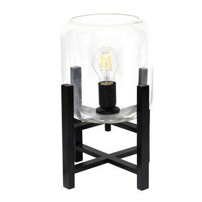 Creekwood Home 13.5" LED Table Lamp, Black/Clear Glass (CWT-1000-CL)