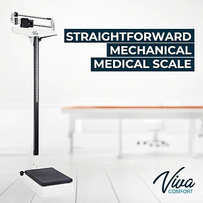 Viva Comfort ME904 Mechanical Physician Weight & Height Scale, White, 440 lbs. Capacity (ADIME904-02-MK)