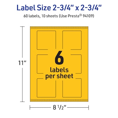 Avery Hemp Square Laser/Inkjet Multipurpose Labels, 1-1/2" x 1-1/2", Off-White (1600/Box)